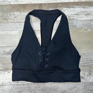 Offline by Aerie Black Tie-Front Bralette Size M
